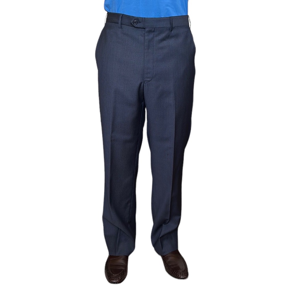 Santorelli Gray Check Wool Dress Pants Trousers Made in Italy
